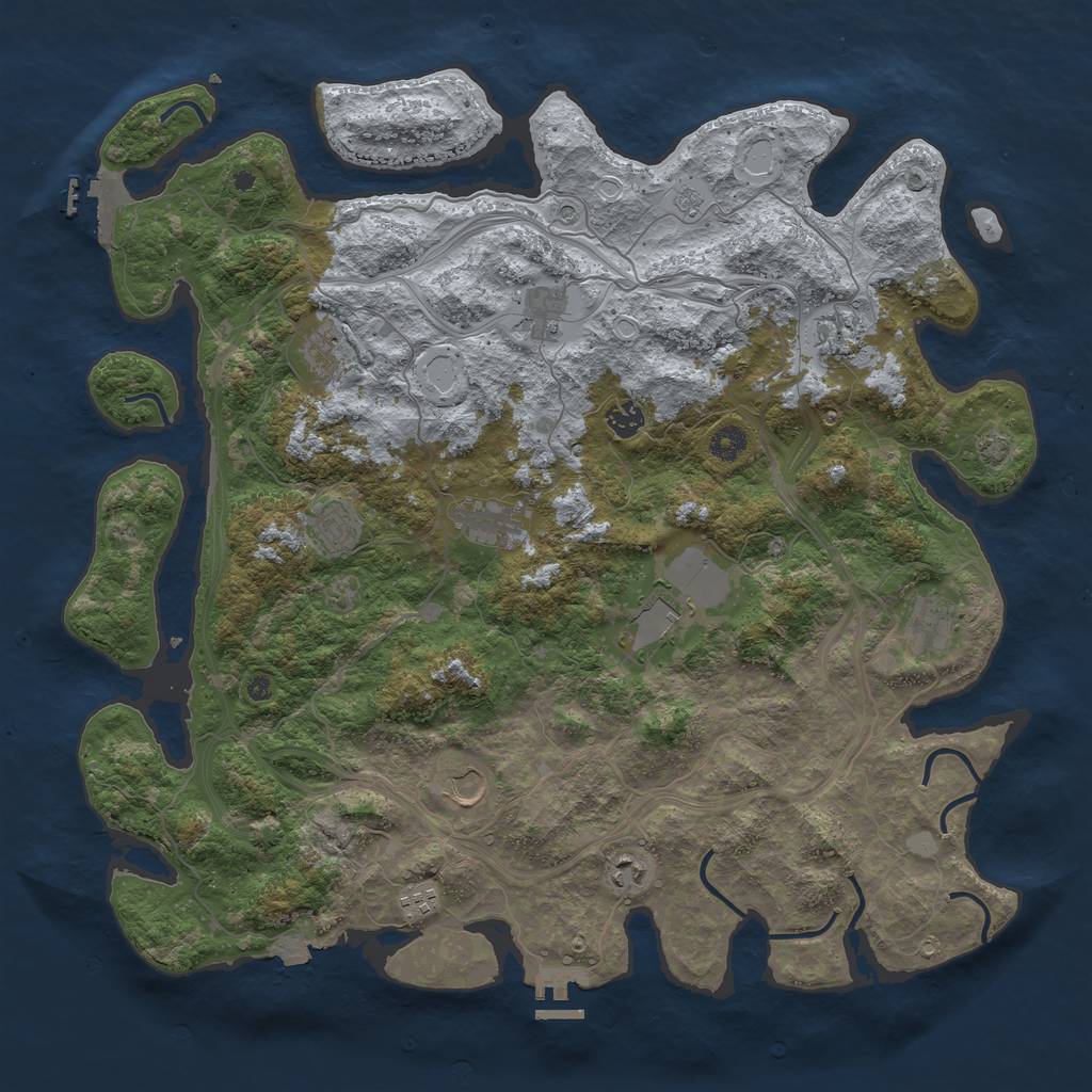 Rust Map: Procedural Map, Size: 4500, Seed: 2140607699, 19 Monuments