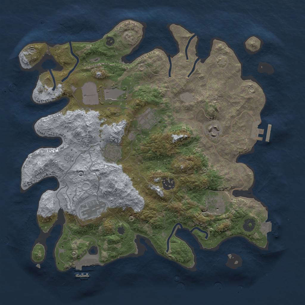 Rust Map: Procedural Map, Size: 3500, Seed: 1866848287, 14 Monuments