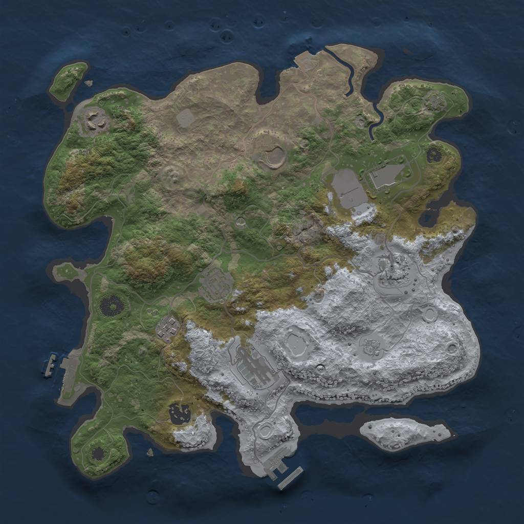 Rust Map: Procedural Map, Size: 3500, Seed: 6847203, 16 Monuments