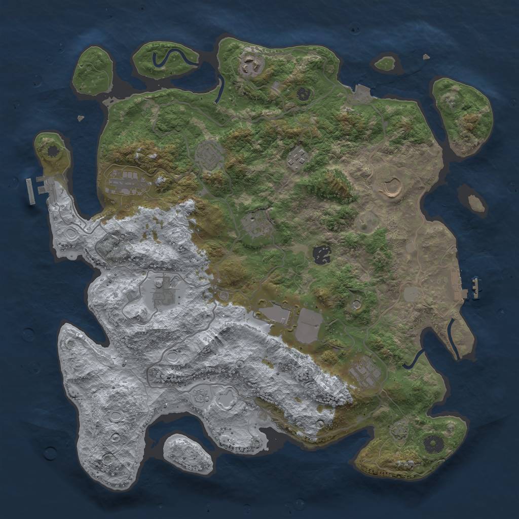 Rust Map: Procedural Map, Size: 4000, Seed: 1962118415, 18 Monuments