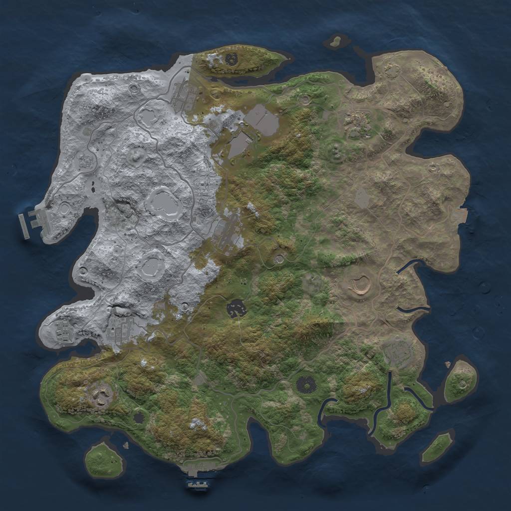 Rust Map: Procedural Map, Size: 4000, Seed: 280630450, 18 Monuments