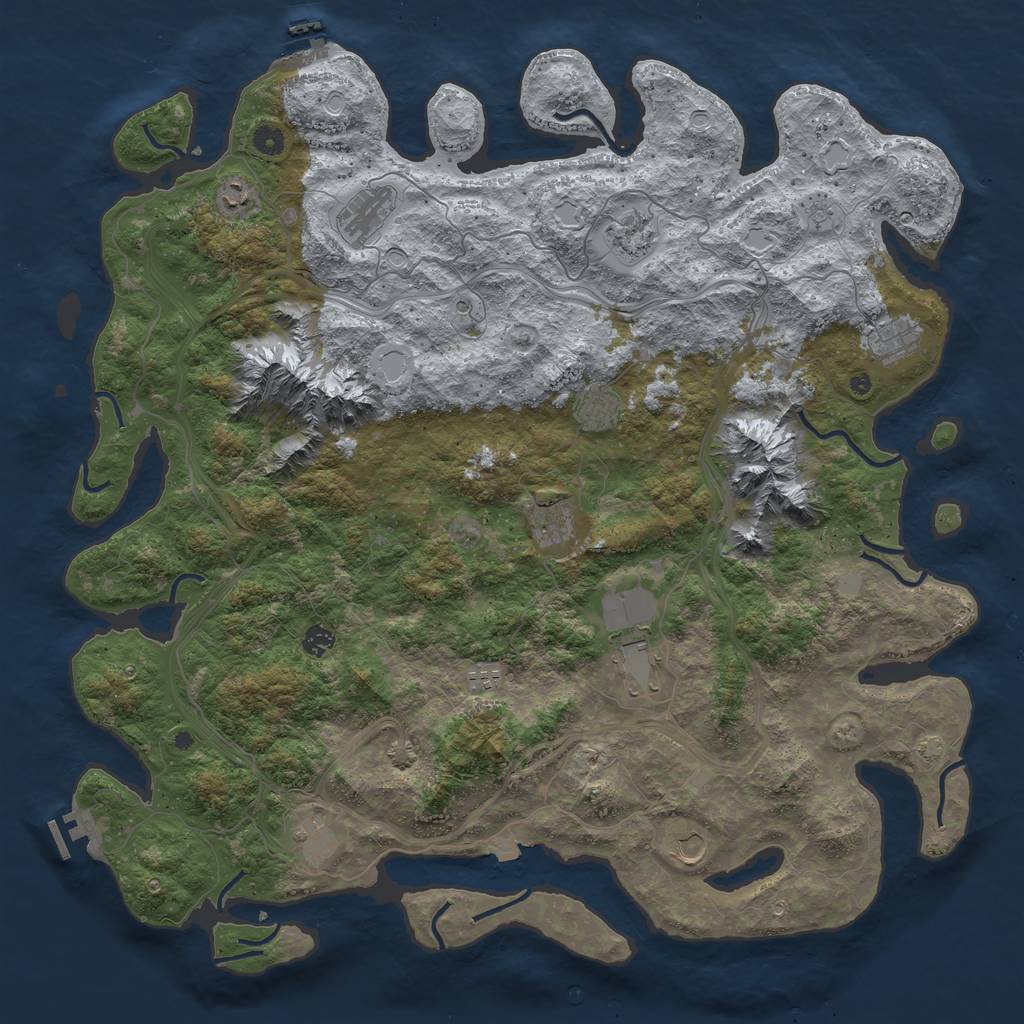 Rust Map: Procedural Map, Size: 5000, Seed: 1251, 19 Monuments