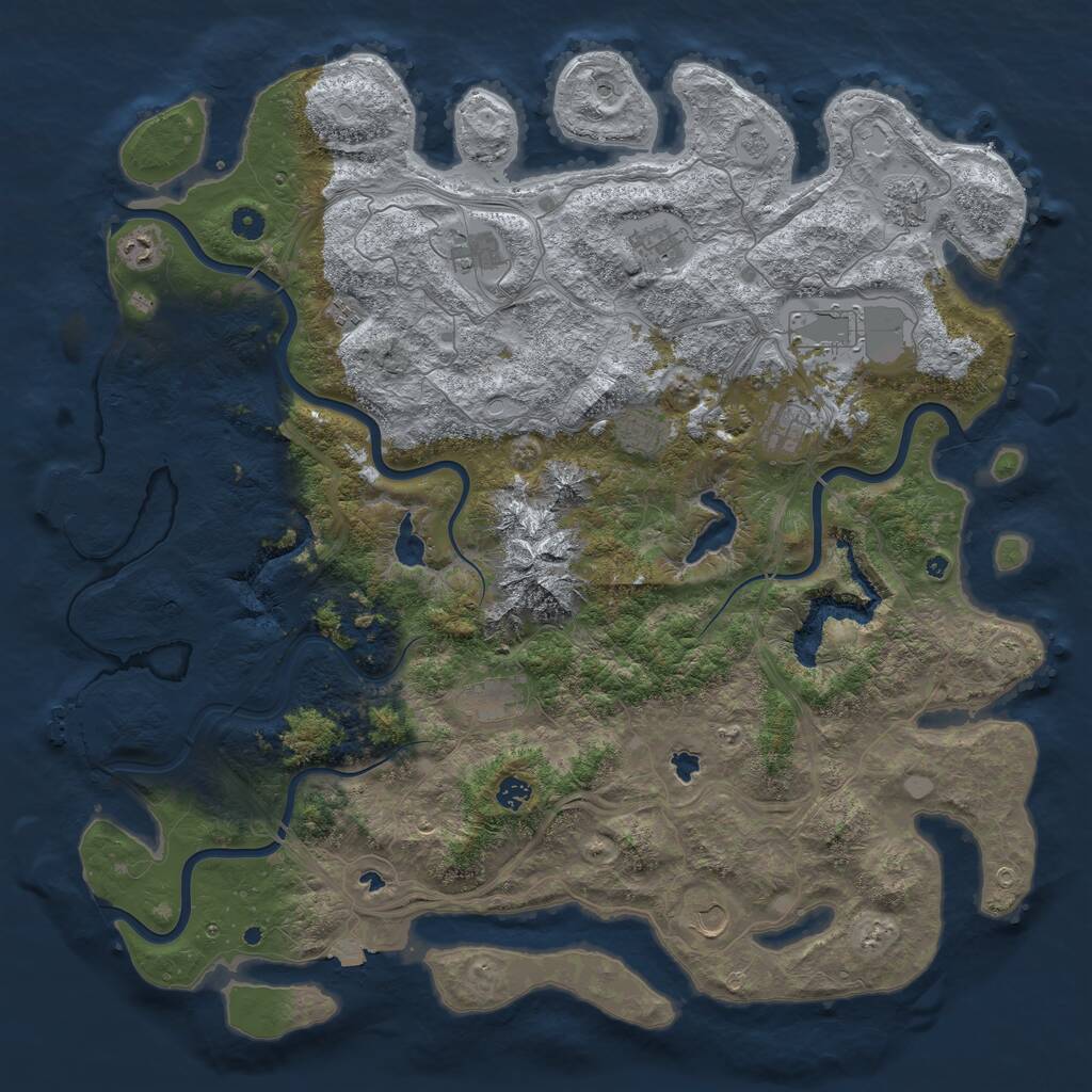 Rust Map: Procedural Map, Size: 5000, Seed: 1251, 17 Monuments