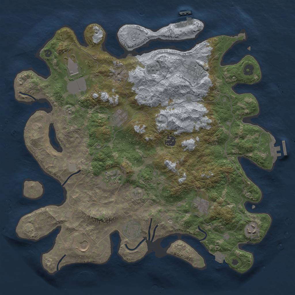 Rust Map: Procedural Map, Size: 4000, Seed: 751741, 18 Monuments