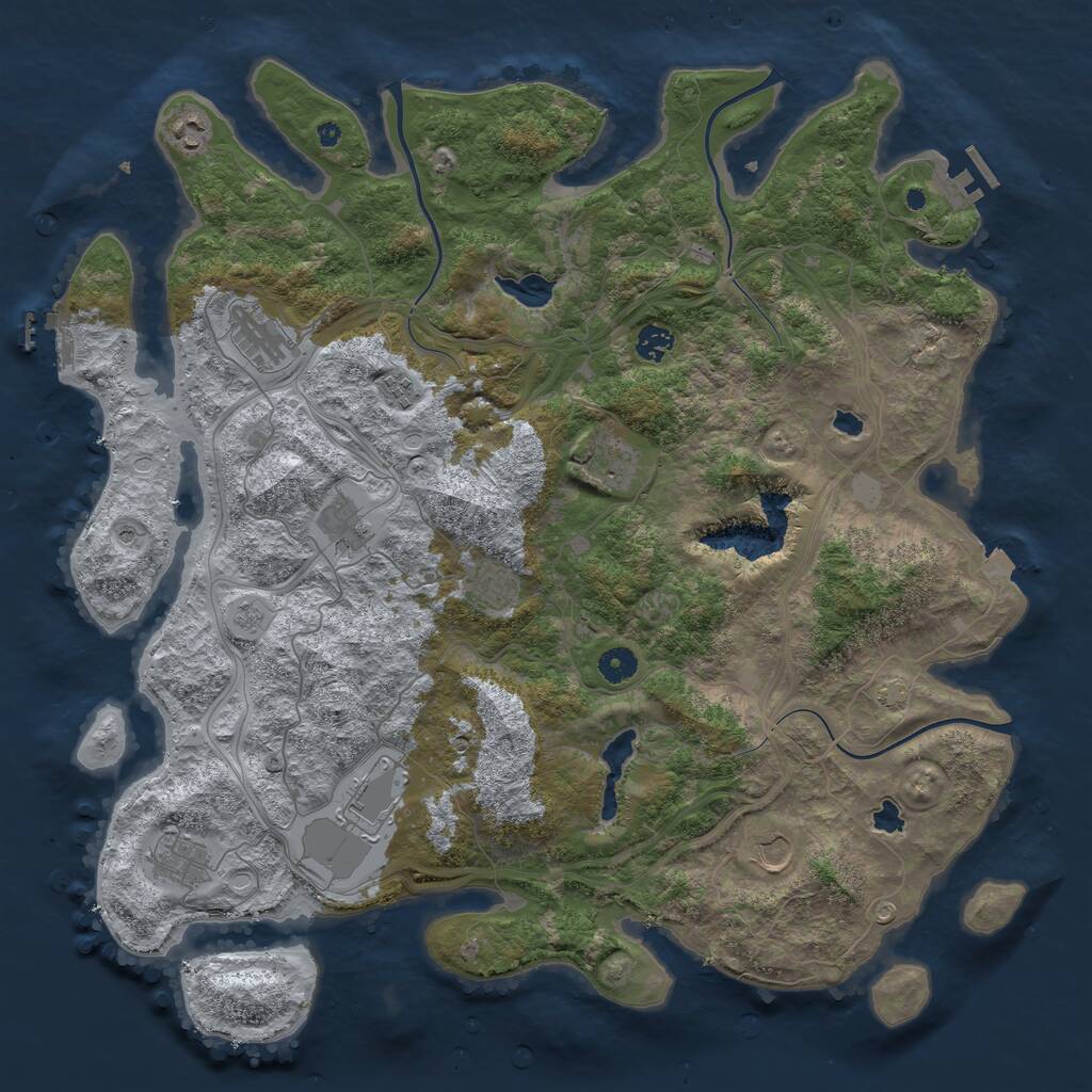 Rust Map: Procedural Map, Size: 4500, Seed: 426150307, 16 Monuments