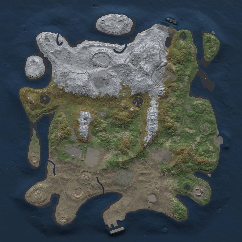 Rust Map: Procedural Map, Size: 3500, Seed: 77500, 17 Monuments