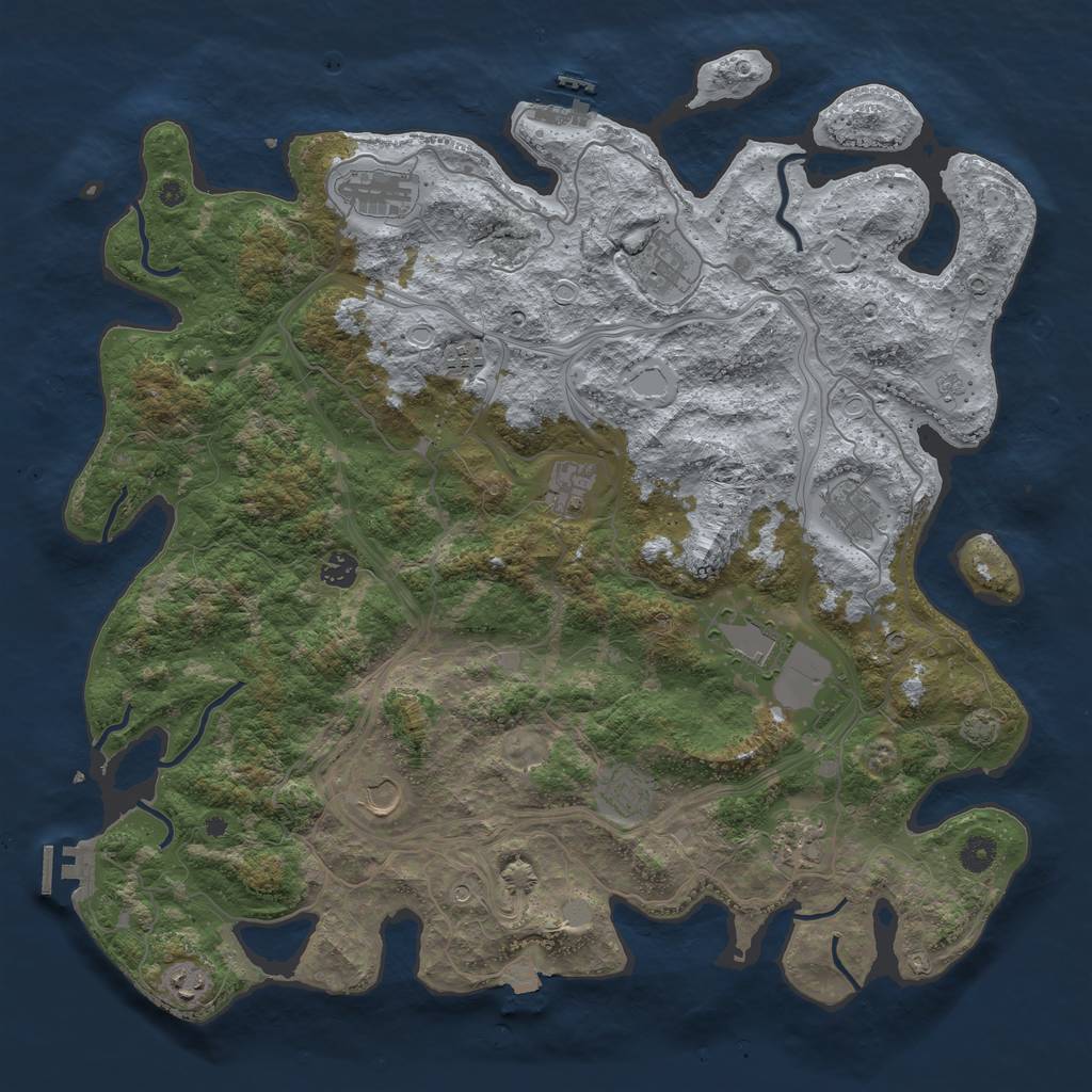 Rust Map: Procedural Map, Size: 4500, Seed: 43717, 19 Monuments