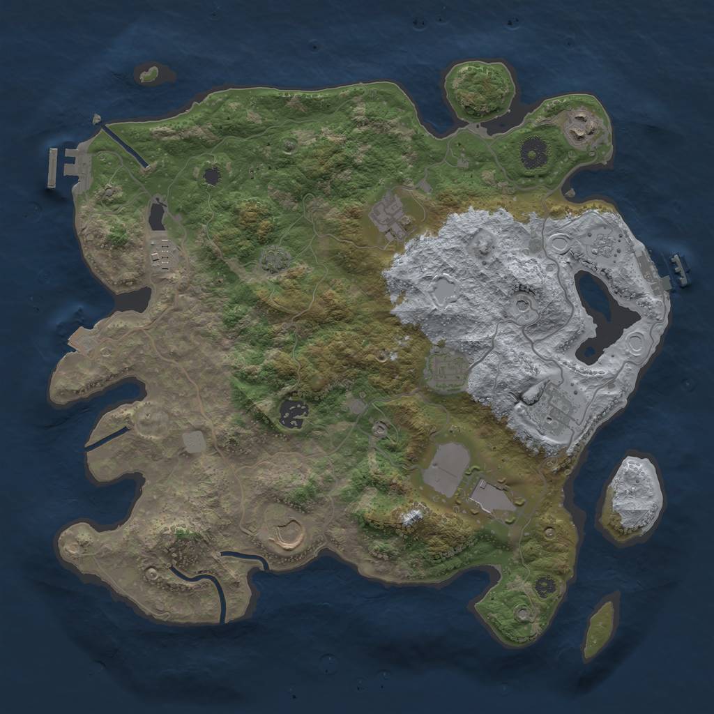 Rust Map: Procedural Map, Size: 3600, Seed: 990307, 16 Monuments