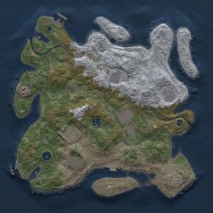 Thumbnail Rust Map: Procedural Map, Size: 3700, Seed: 691736716, 13 Monuments