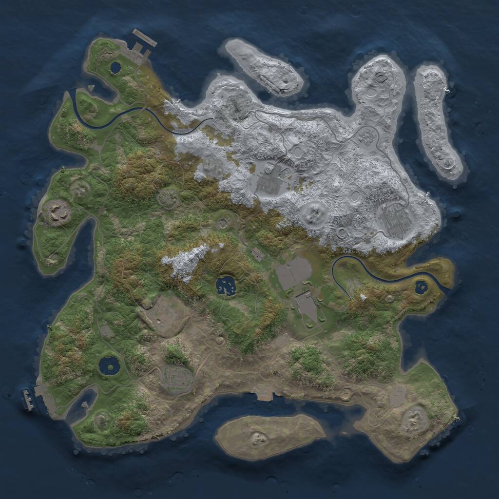 Rust Map: Procedural Map, Size: 3700, Seed: 691736716, 13 Monuments