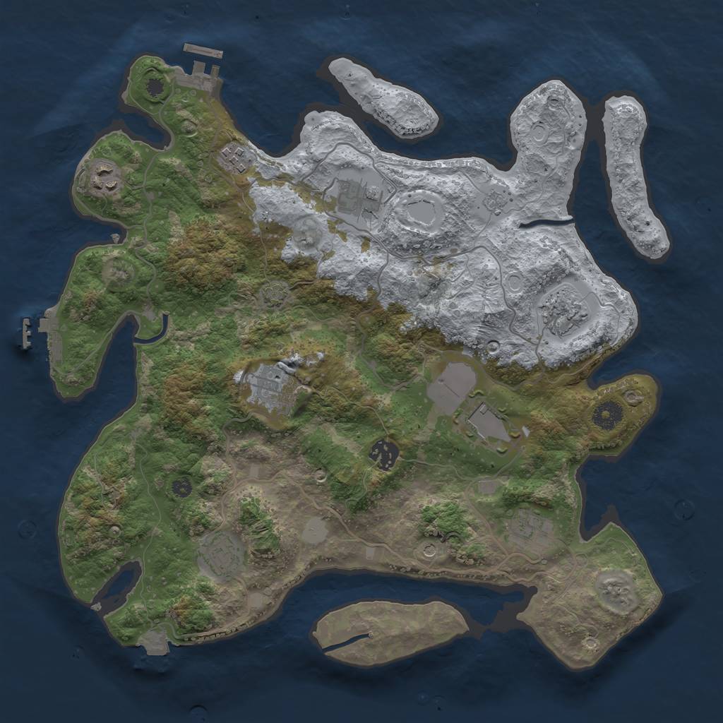 Rust Map: Procedural Map, Size: 3700, Seed: 691736716, 17 Monuments