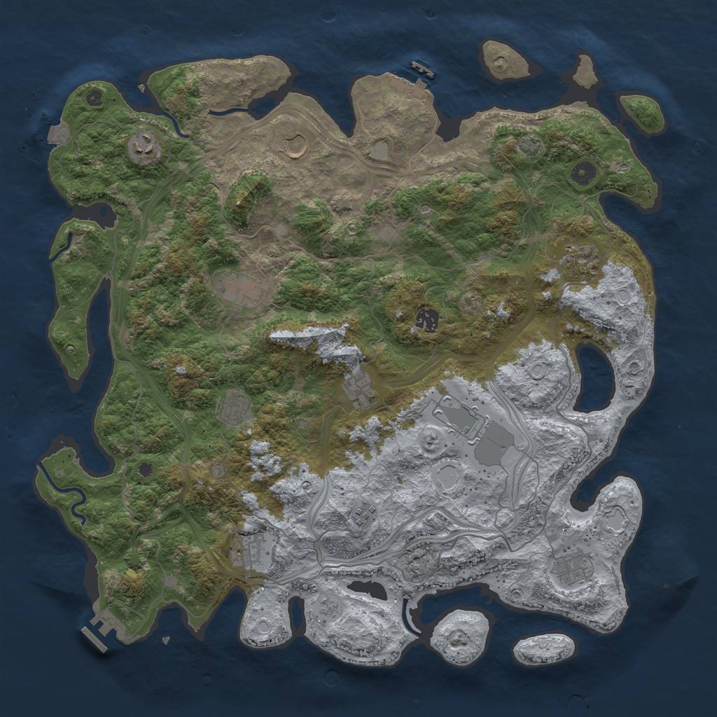 Rust Map: Procedural Map, Size: 4500, Seed: 1174834335, 19 Monuments