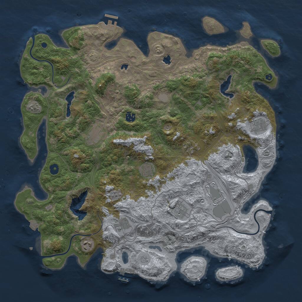 Rust Map: Procedural Map, Size: 4500, Seed: 1174834335, 16 Monuments