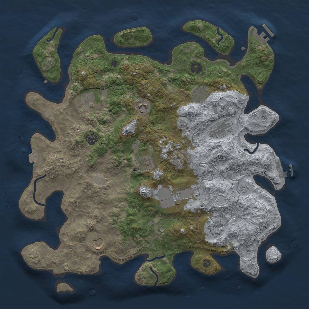 Rust Map: Procedural Map, Size: 4000, Seed: 207766678, 17 Monuments