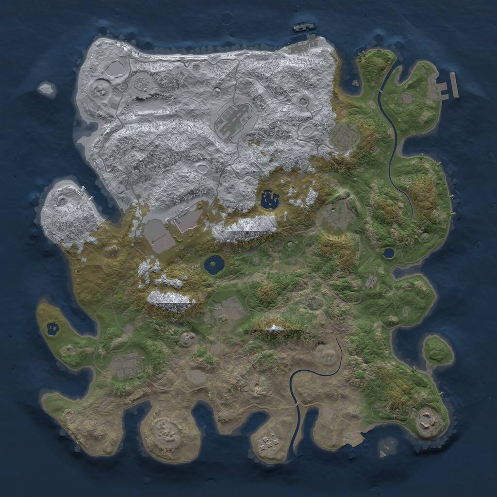 Rust Map: Procedural Map, Size: 3875, Seed: 563738217, 17 Monuments