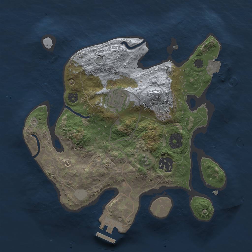 Rust Map: Procedural Map, Size: 2500, Seed: 420421994, 7 Monuments