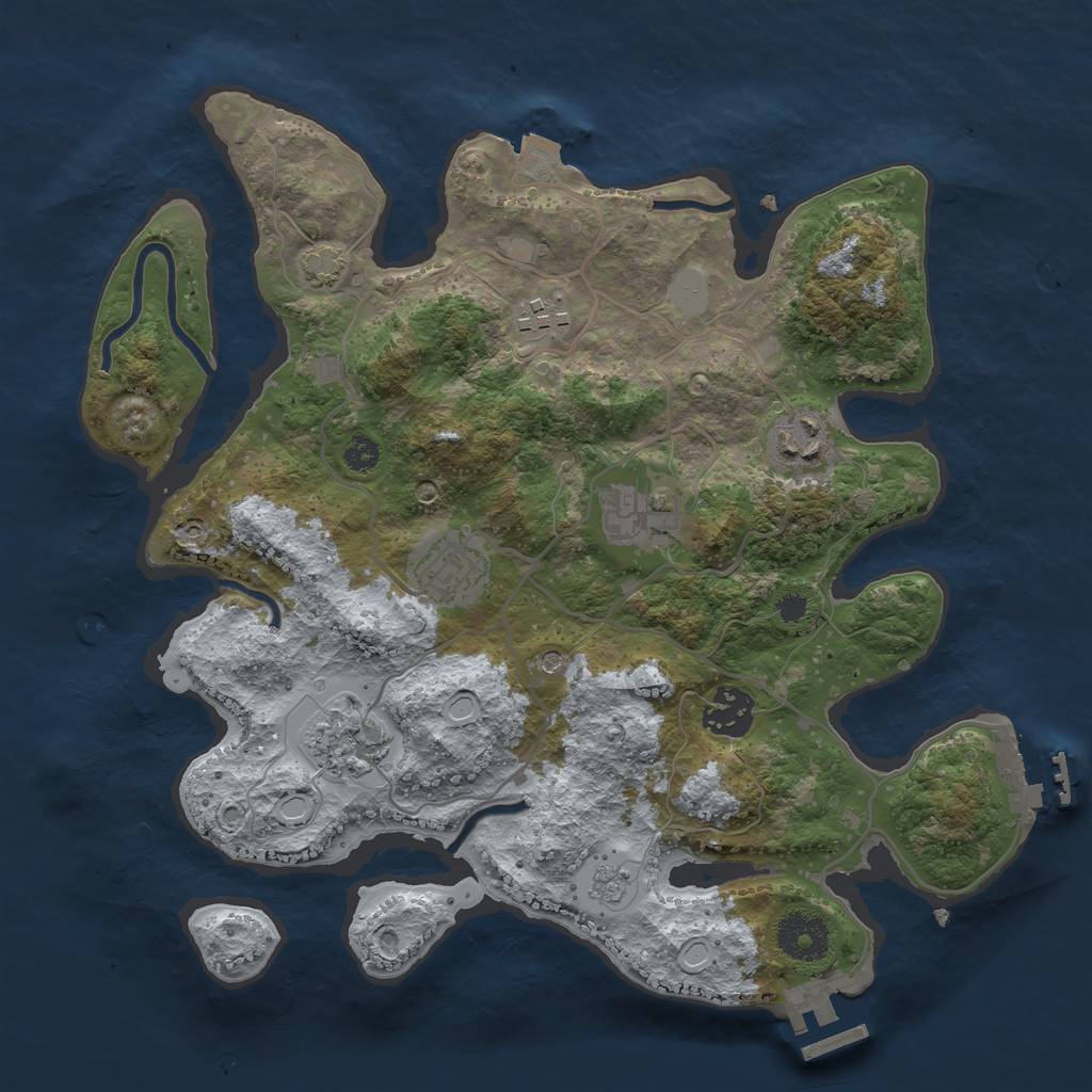 Rust Map: Procedural Map, Size: 3200, Seed: 6875674, 14 Monuments