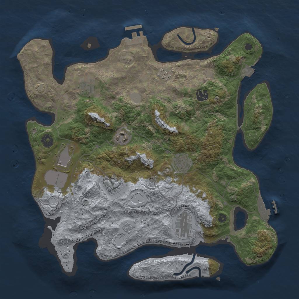 Rust Map: Procedural Map, Size: 3550, Seed: 1797773299, 16 Monuments