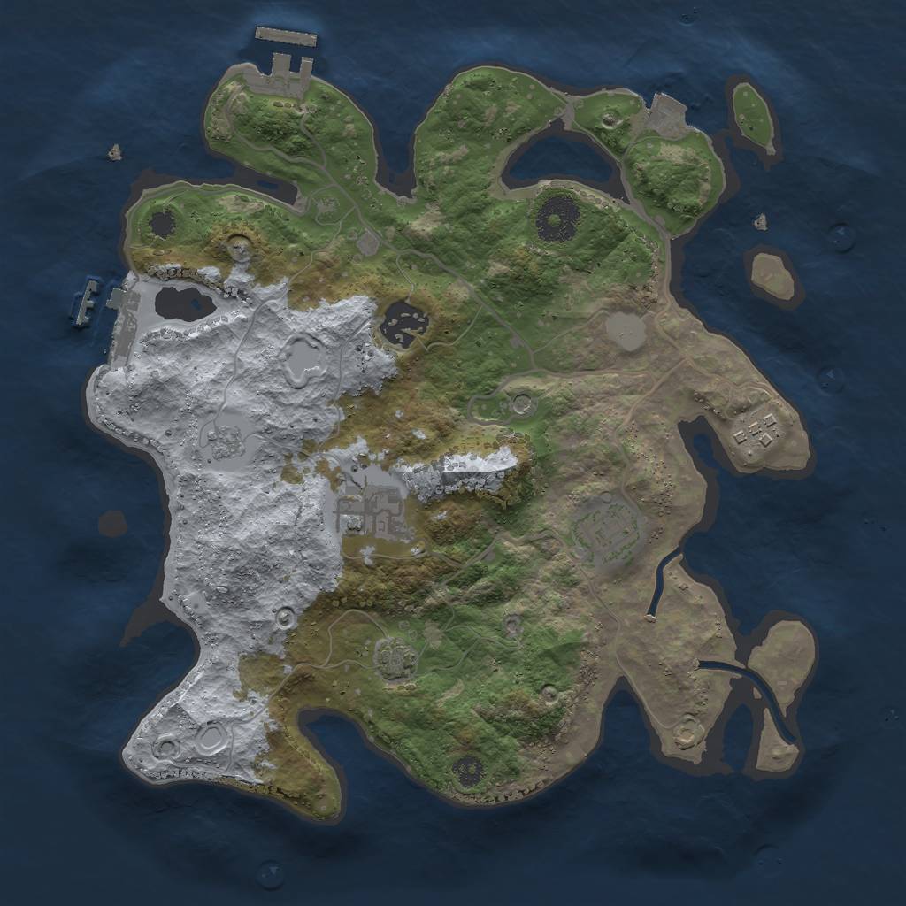 Rust Map: Procedural Map, Size: 3000, Seed: 1984587429, 12 Monuments