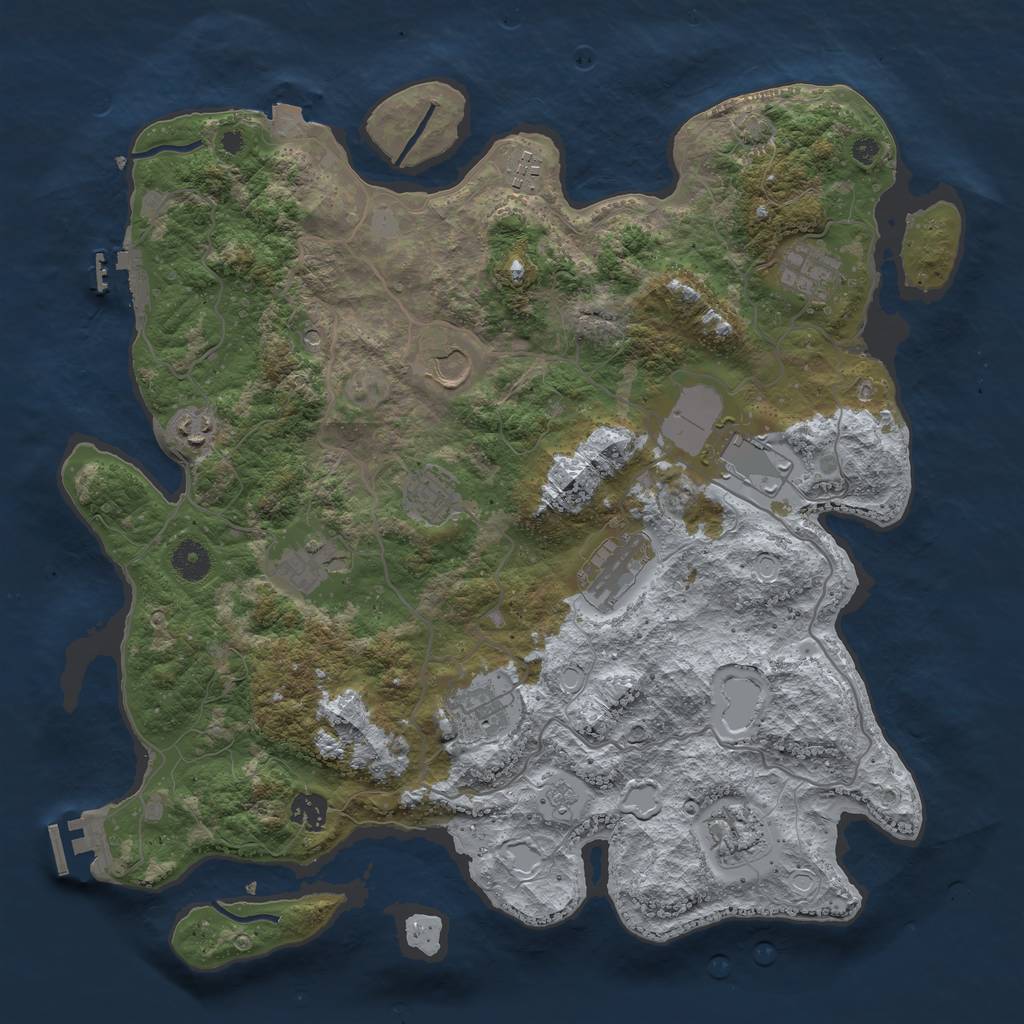 Rust Map: Procedural Map, Size: 4000, Seed: 1922687117, 19 Monuments