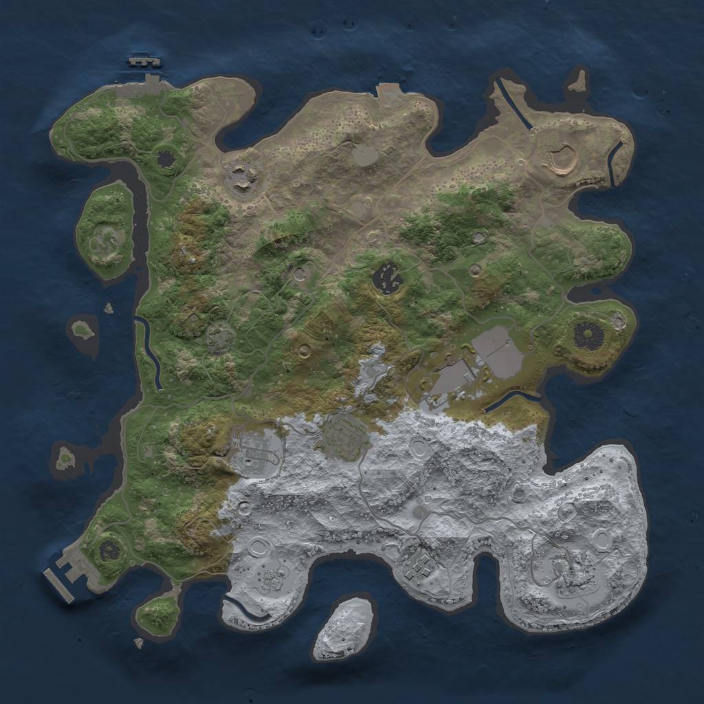 Rust Map: Procedural Map, Size: 3500, Seed: 1238524569, 16 Monuments