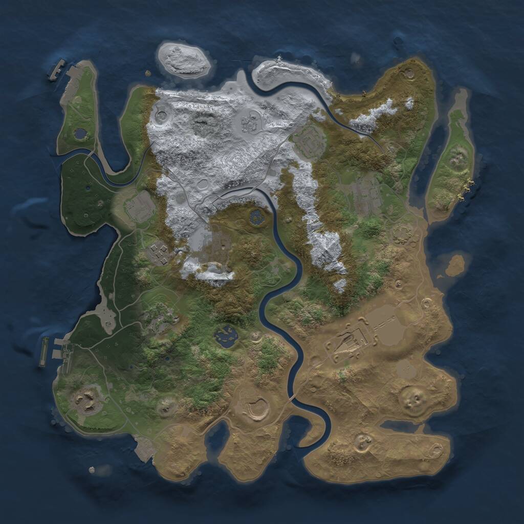 Rust Map: Procedural Map, Size: 3500, Seed: 1262446453, 17 Monuments