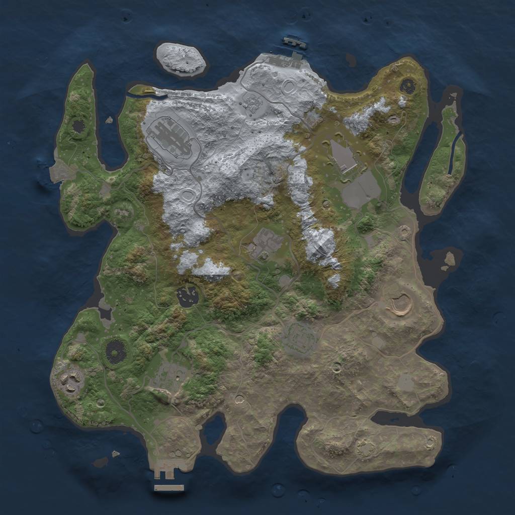 Rust Map: Procedural Map, Size: 3500, Seed: 1262446453, 16 Monuments