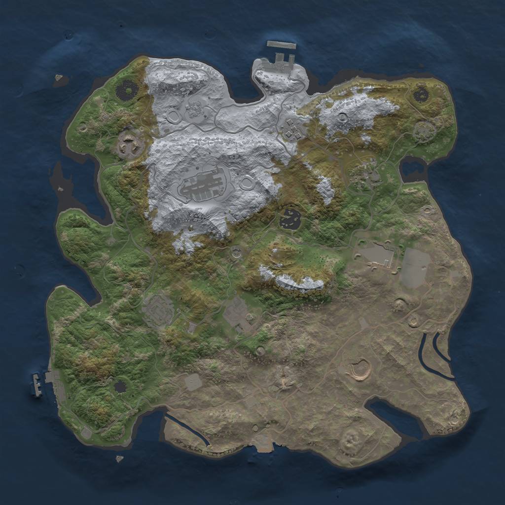 Rust Map: Procedural Map, Size: 3500, Seed: 920449208, 17 Monuments