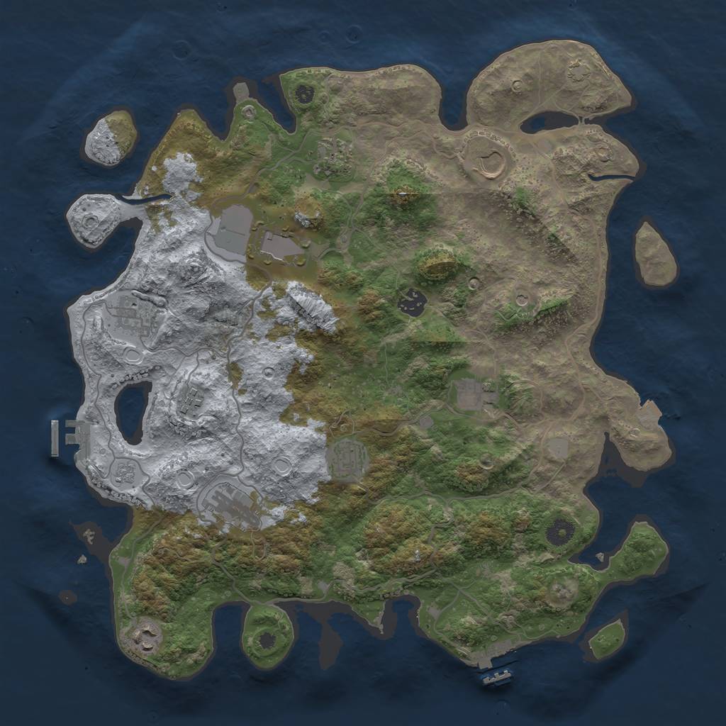 Rust Map: Procedural Map, Size: 4000, Seed: 1760511638, 18 Monuments