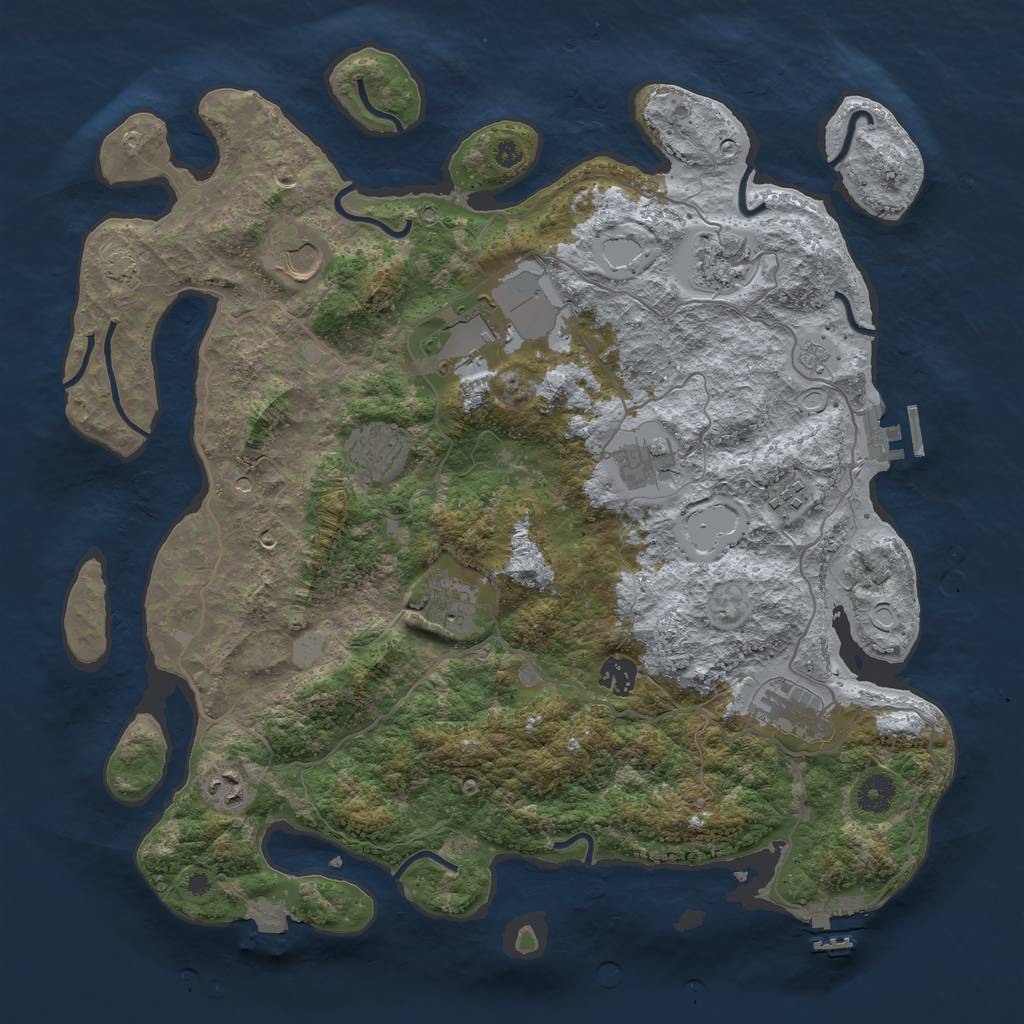 Rust Map: Procedural Map, Size: 4000, Seed: 44627682, 18 Monuments