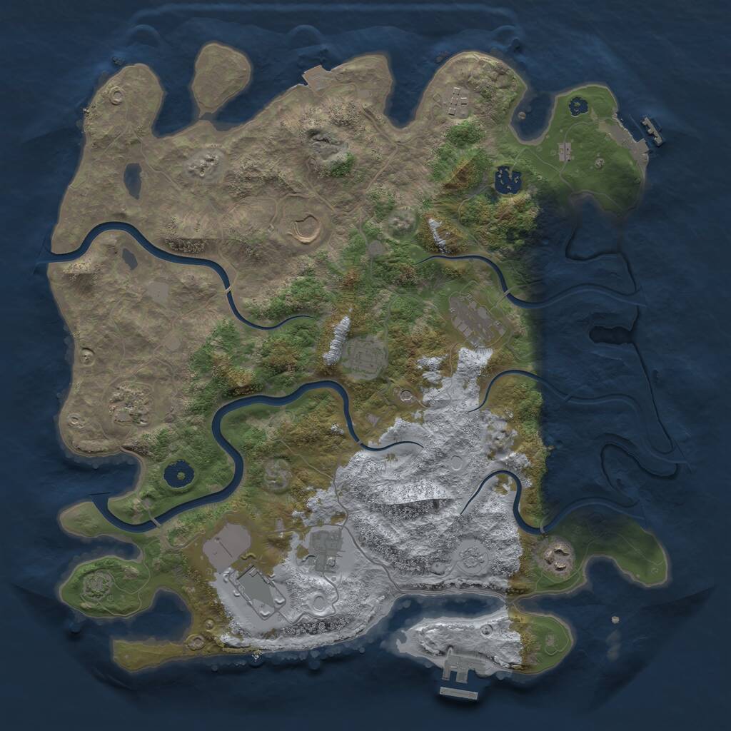 Rust Map: Procedural Map, Size: 3900, Seed: 1266620731, 15 Monuments