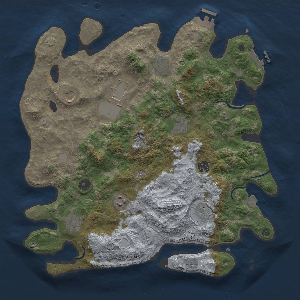 Rust Map: Procedural Map, Size: 3900, Seed: 1266620731, 17 Monuments