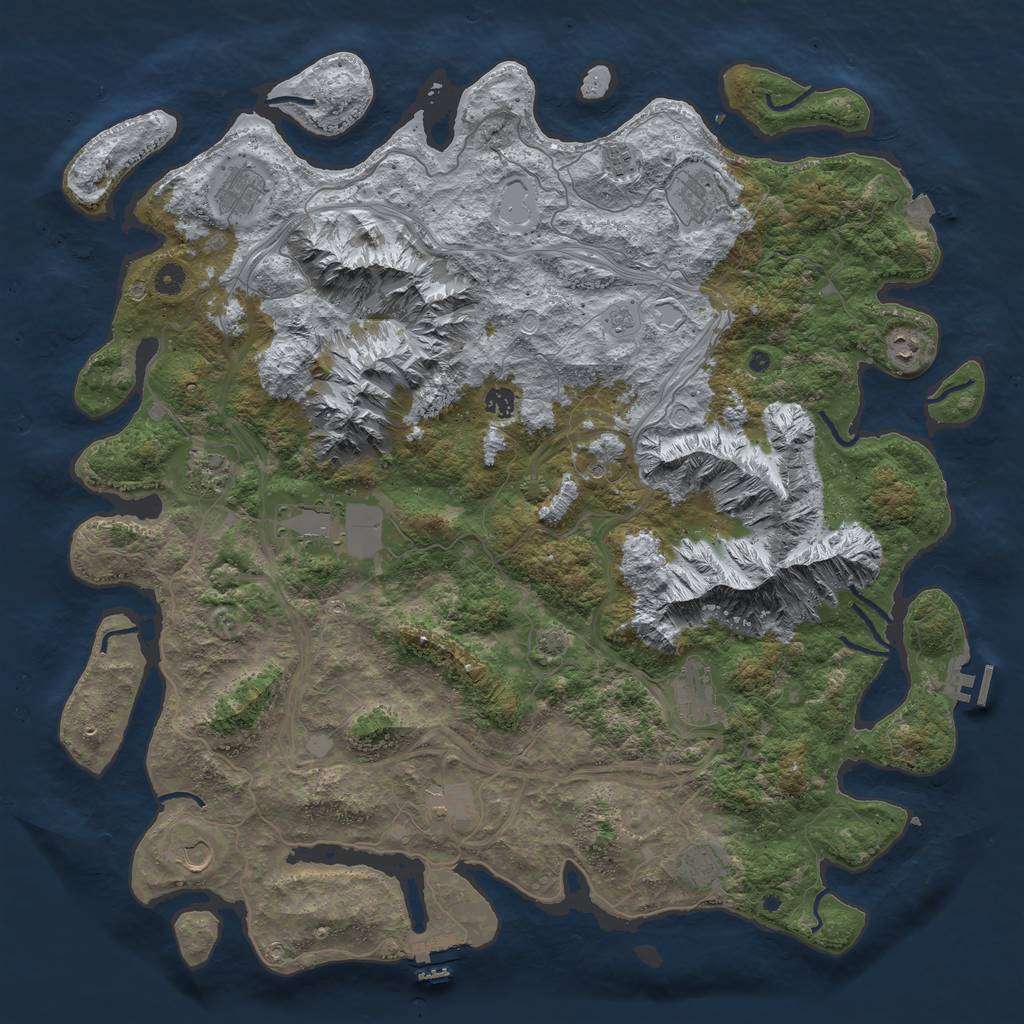 Rust Map: Procedural Map, Size: 5000, Seed: 1377, 19 Monuments