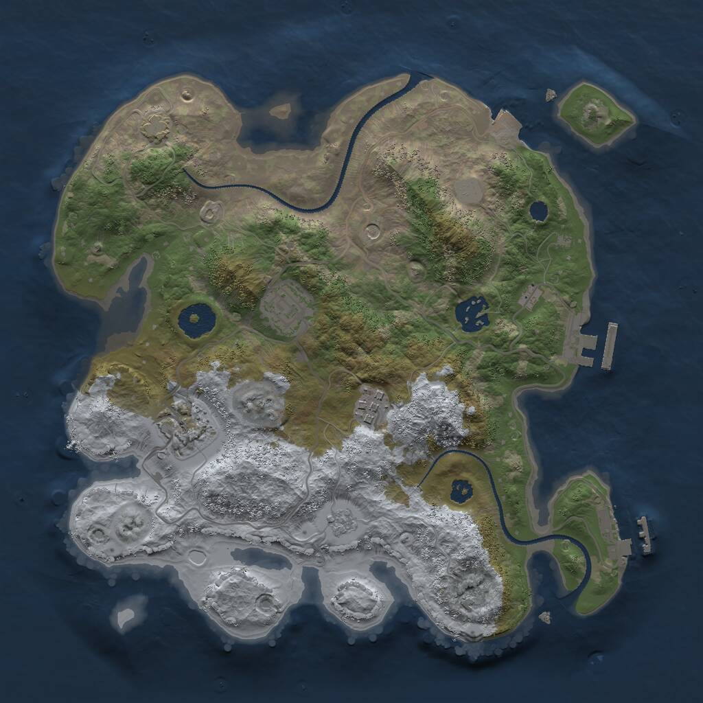 Rust Map: Procedural Map, Size: 3000, Seed: 1142131069, 10 Monuments