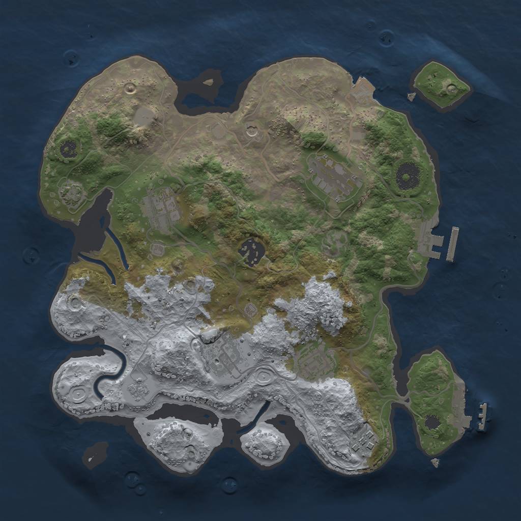 Rust Map: Procedural Map, Size: 3000, Seed: 1142131069, 14 Monuments