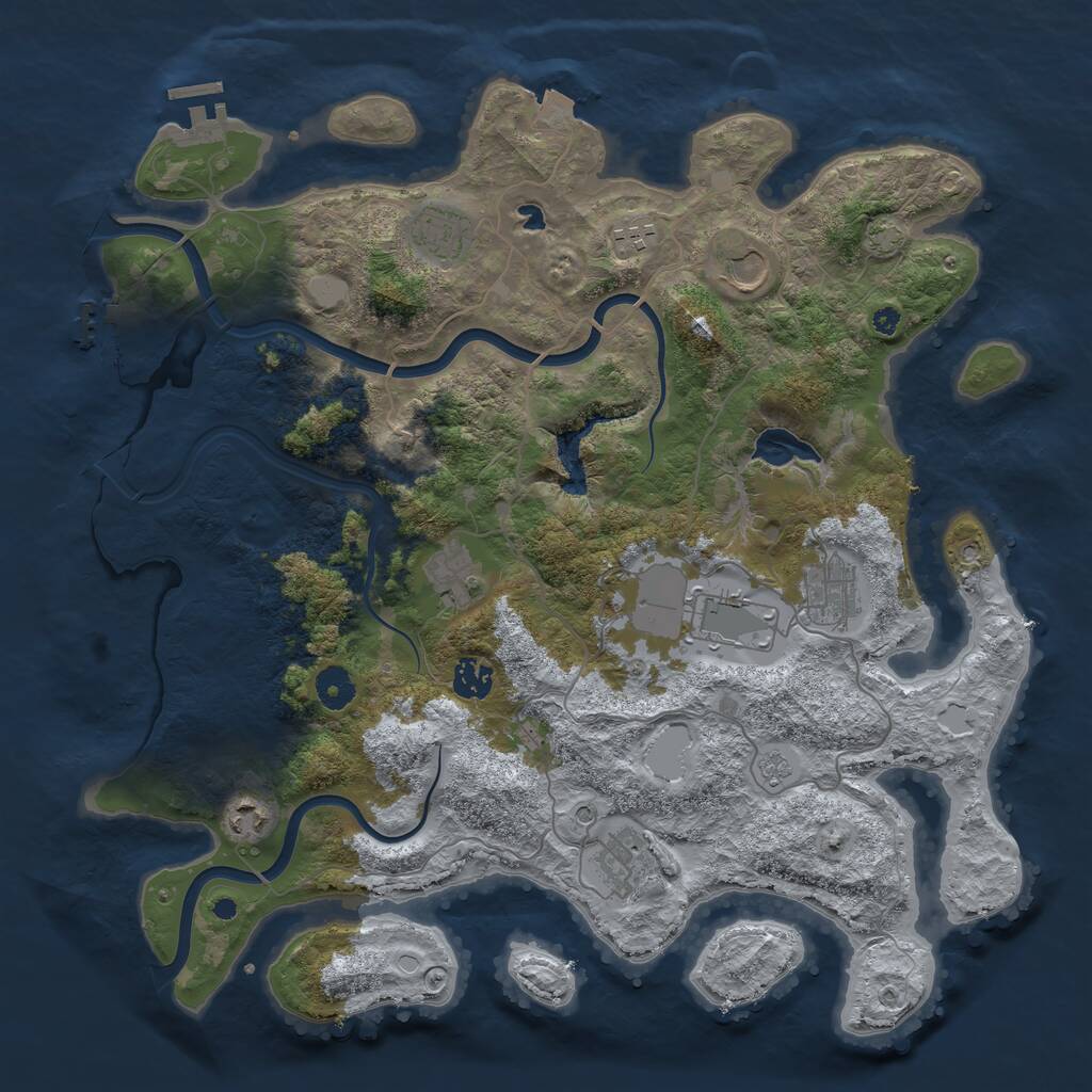 Rust Map: Procedural Map, Size: 4000, Seed: 1166008394, 15 Monuments