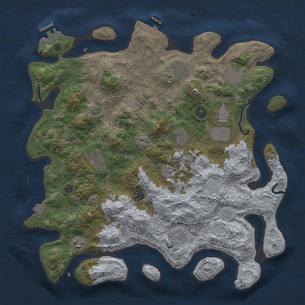 Rust Map: Procedural Map, Size: 4000, Seed: 1166008394, 17 Monuments