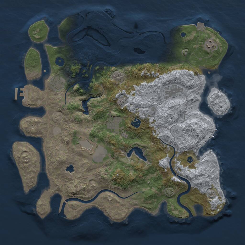 Rust Map: Procedural Map, Size: 4000, Seed: 1997709492, 13 Monuments
