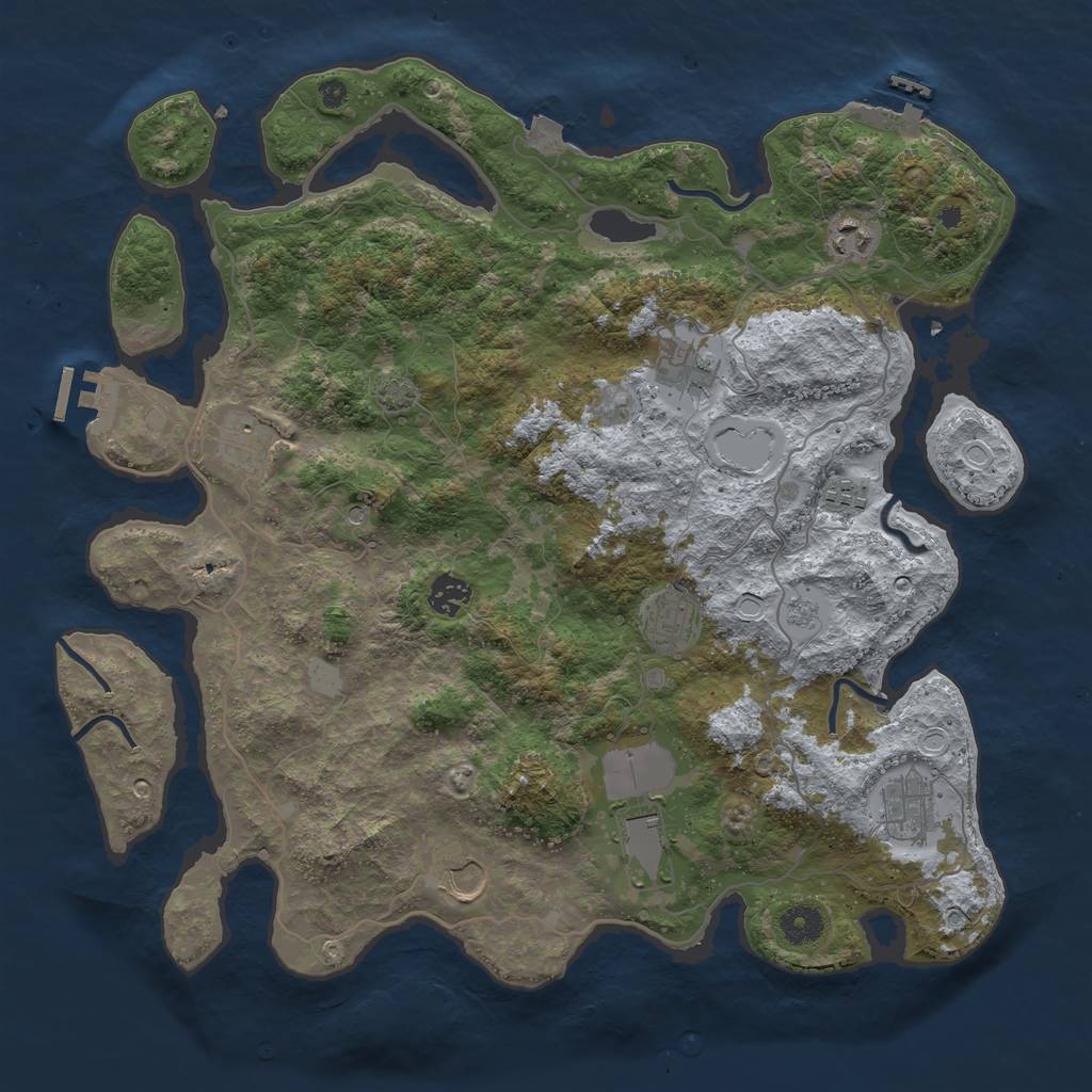 Rust Map: Procedural Map, Size: 4000, Seed: 1997709492, 17 Monuments