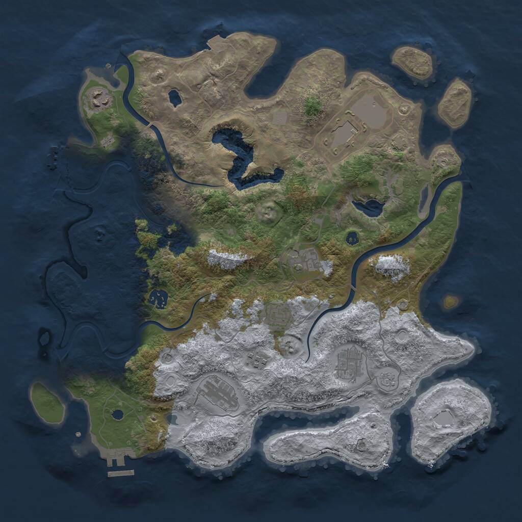 Rust Map: Procedural Map, Size: 4000, Seed: 1356118038, 14 Monuments