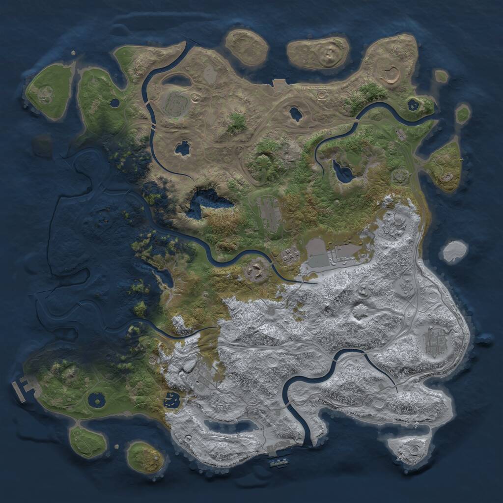 Rust Map: Procedural Map, Size: 4500, Seed: 1746325544, 16 Monuments