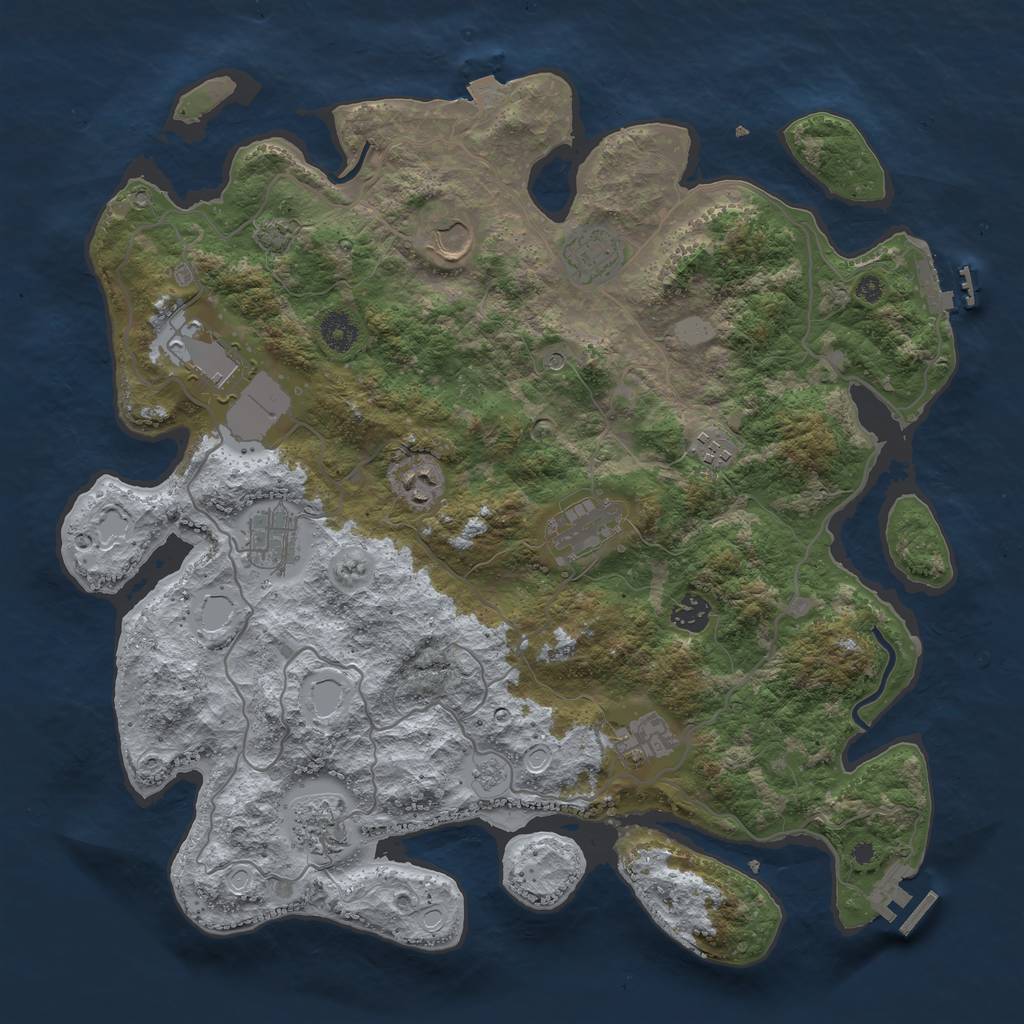 Rust Map: Procedural Map, Size: 4000, Seed: 727391195, 18 Monuments