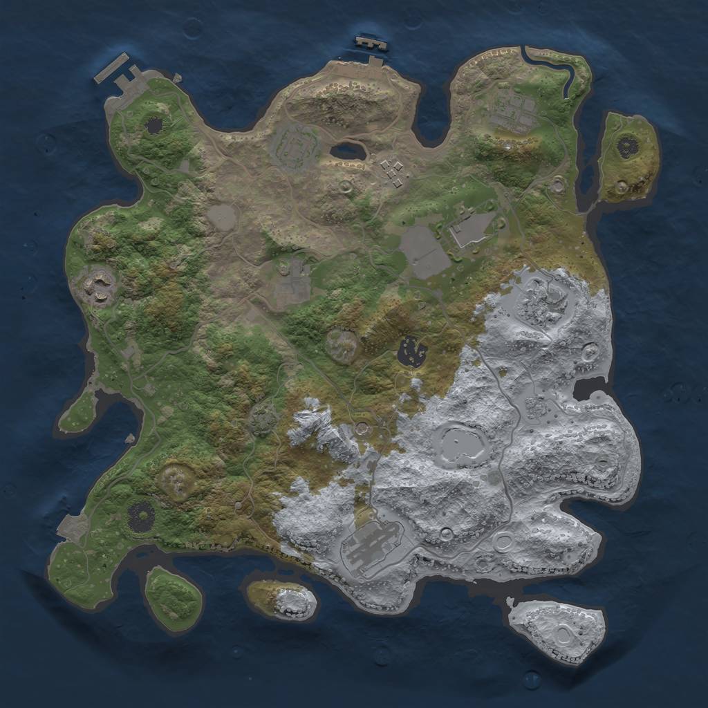 Rust Map: Procedural Map, Size: 3500, Seed: 503325291, 17 Monuments