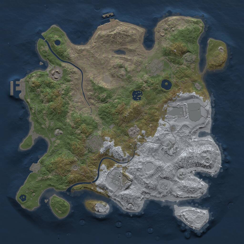 Rust Map: Procedural Map, Size: 3500, Seed: 503325291, 14 Monuments