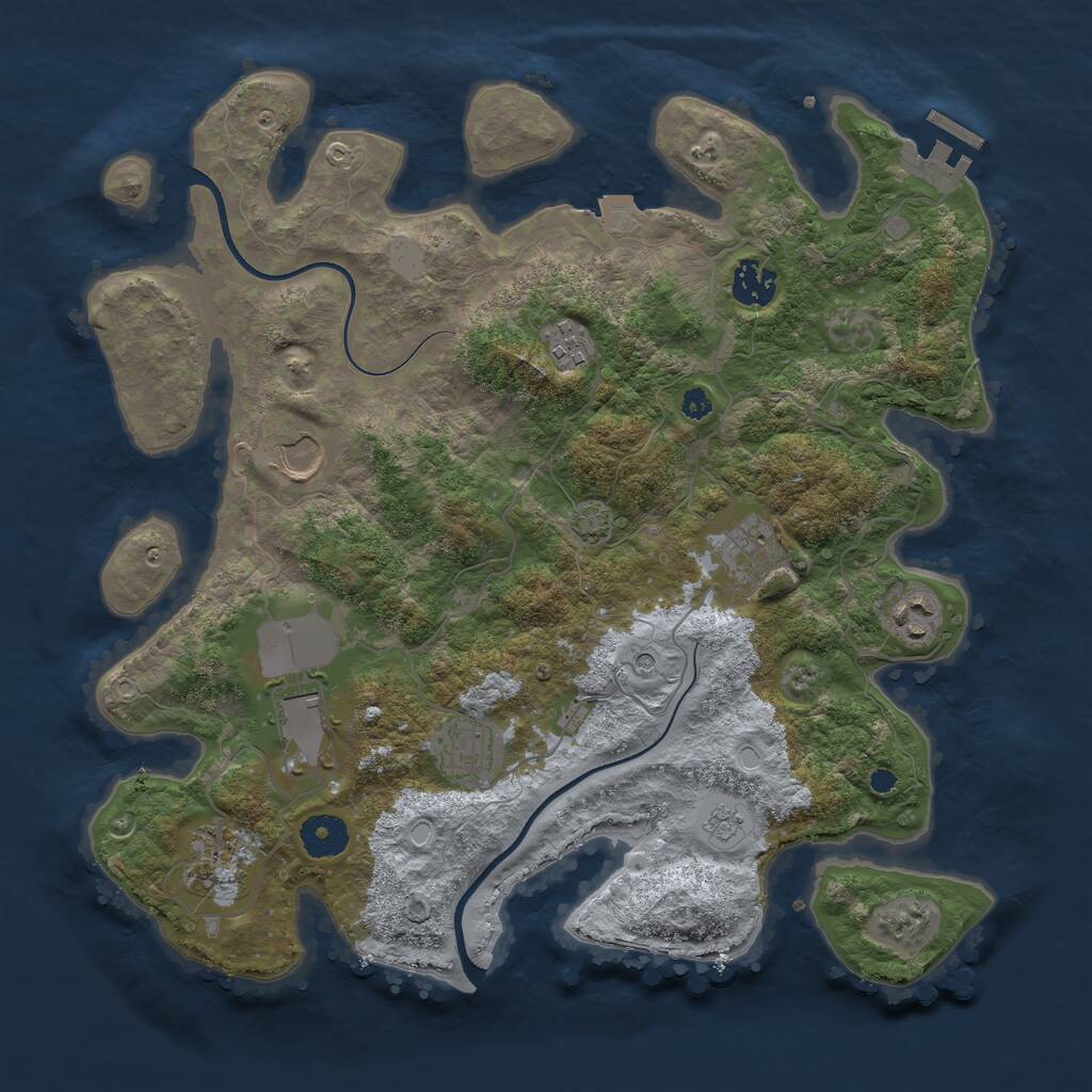 Rust Map: Procedural Map, Size: 3600, Seed: 12924, 13 Monuments