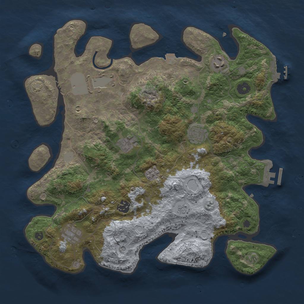 Rust Map: Procedural Map, Size: 3600, Seed: 12924, 15 Monuments