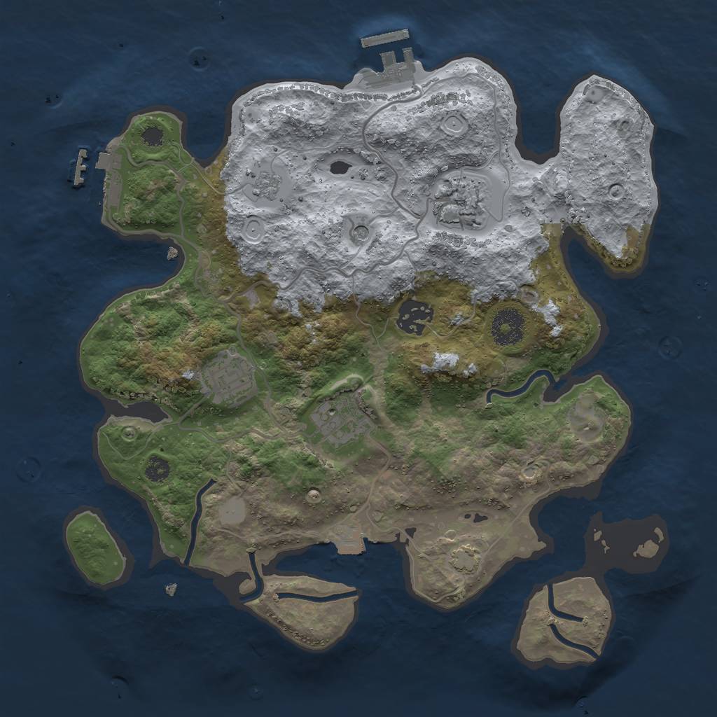 Rust Map: Procedural Map, Size: 3000, Seed: 763369797, 12 Monuments