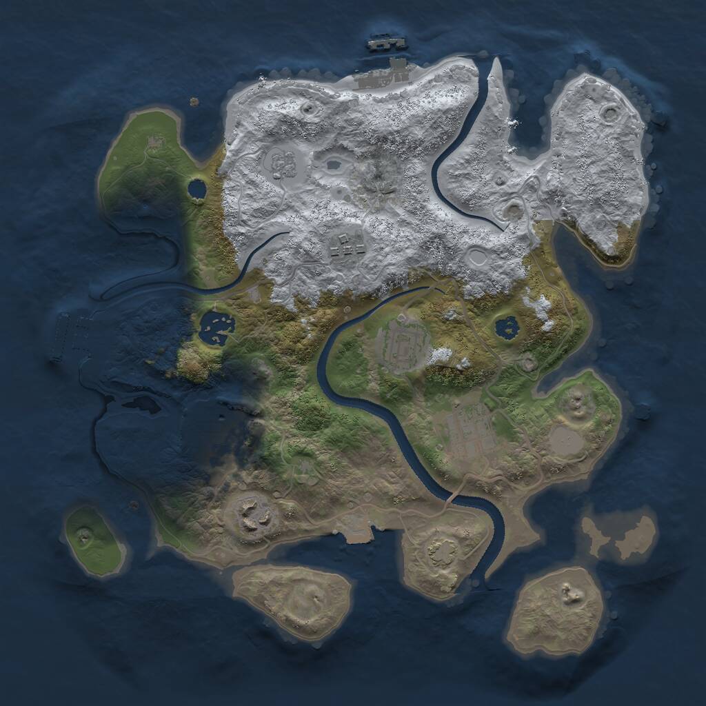Rust Map: Procedural Map, Size: 3000, Seed: 763369797, 11 Monuments