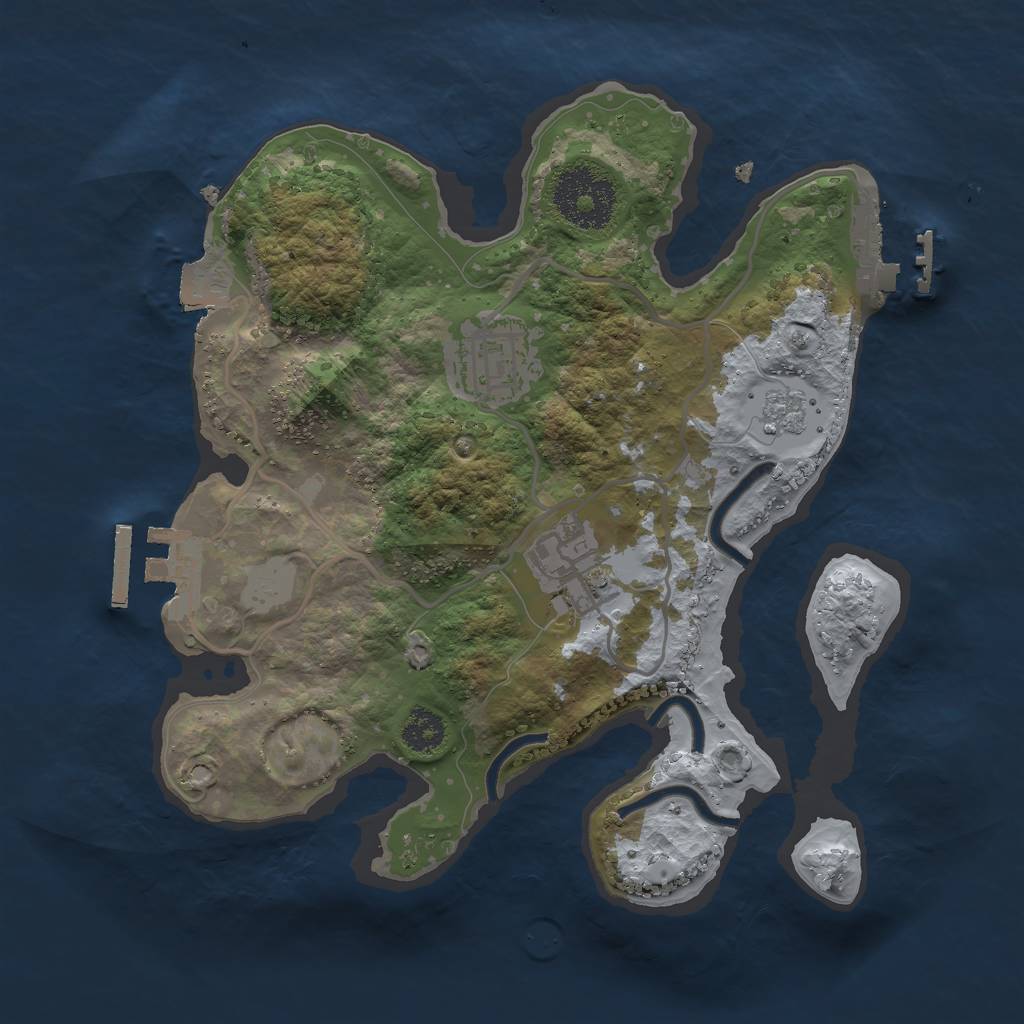 Rust Map: Procedural Map, Size: 2500, Seed: 49998, 8 Monuments