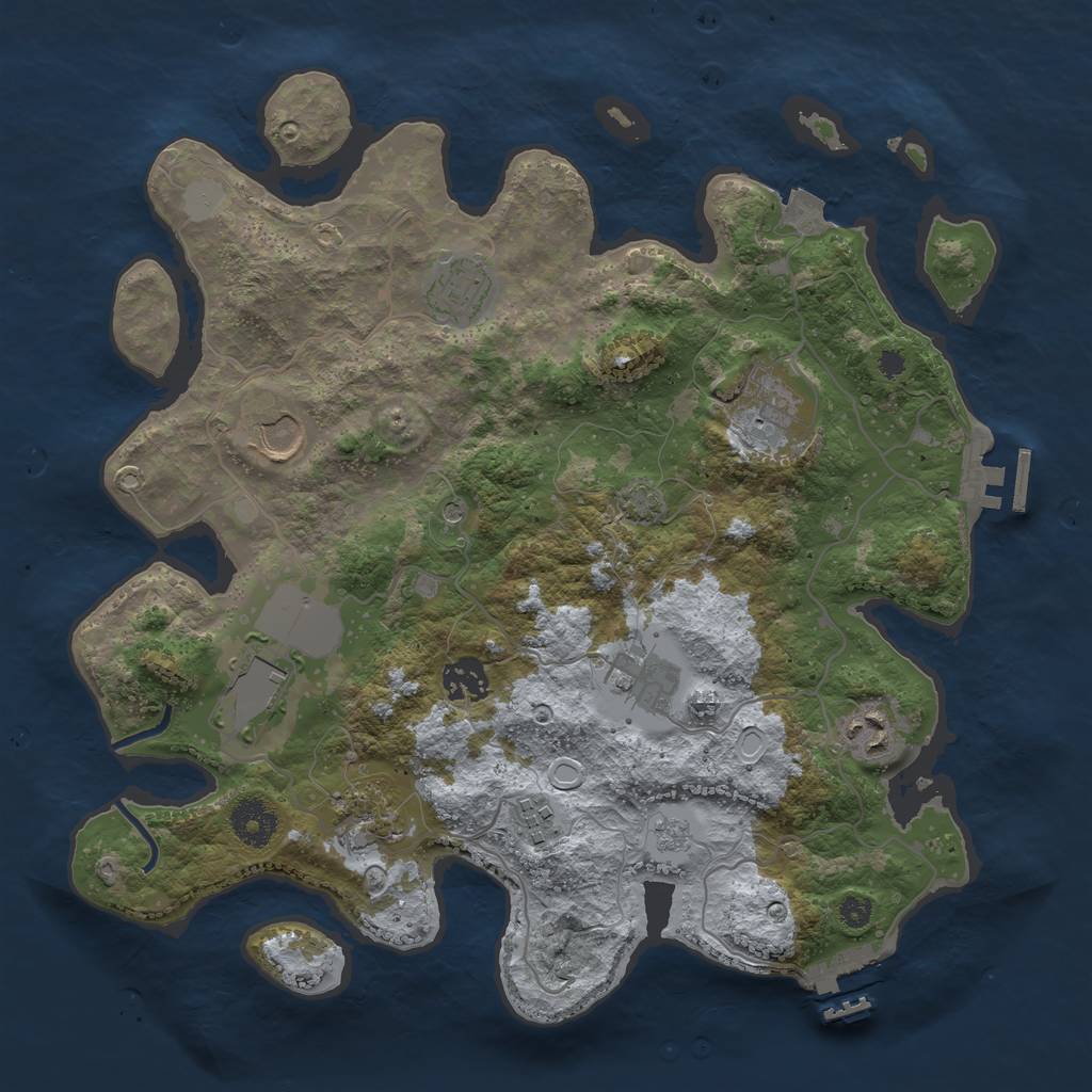 Rust Map: Procedural Map, Size: 3500, Seed: 228598610, 17 Monuments